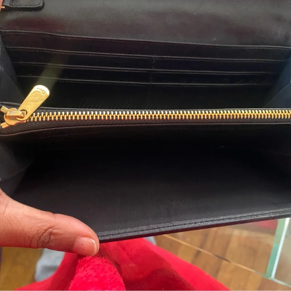 Dior Black Leather Pouch with Gold Zipper